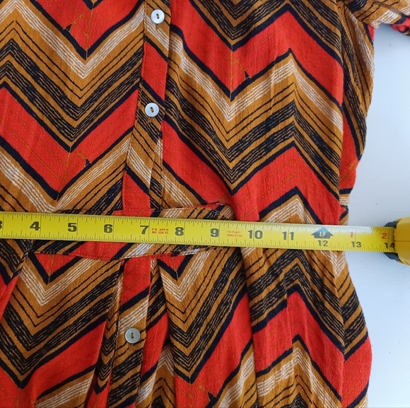 Free People Alistair Retro Chevron Sz XS Button Down Front Shirt Mini Dress - Picture 9 of 13